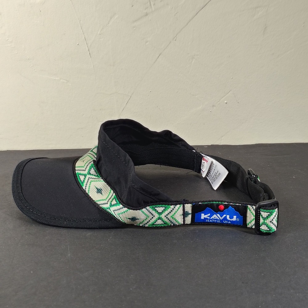 Kavu Synthetic Visor Unisex OSFA Black Green Polyester Geometric Webbing Strap - Picture 2 of 6